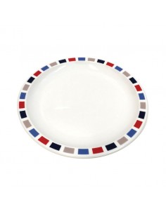 Rectangles 17cm Plate - Red, Blue & Grey