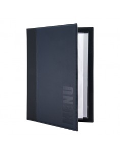 Trendy Leather Style A4 Menu Holder Blue