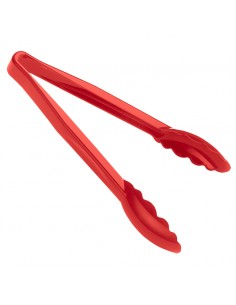 Scalloped Tongs Red Polycarbonate 23cm