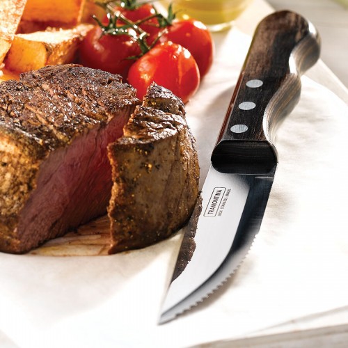 Jumbo Polywood Steak Knife, light black handle