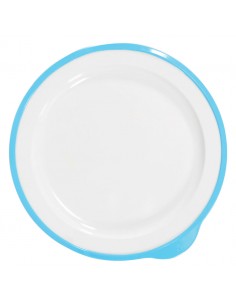 Omni White Large Low Plate w/Blue Rim 240x230x20mm