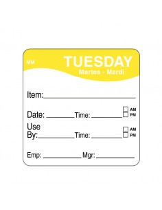 Daymark label Tuesday Removable Square 5.1cm