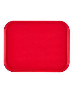 Tray Cafeteria Red Oblong Poly 46 x 36cm