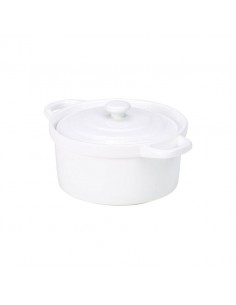 Royal Genware White 14cm Covered Mini Casserole Dish