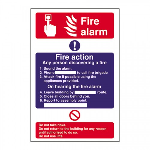 Safety Sign Fire Alarm Instruction Signs