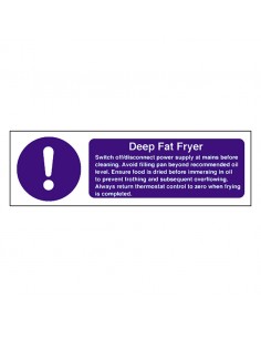 Deep Fat Fryer Equipment safety Notice. 100x300mm, Self adhesive vinyl