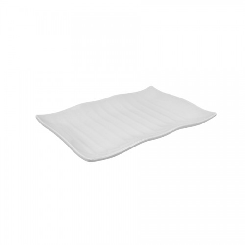 Wavy Platter White Melamine Oblong 30x21x4cm