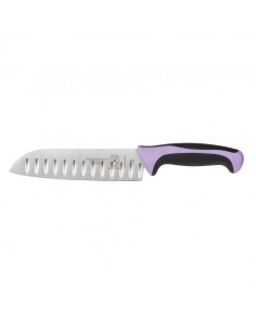 Mercer 7 inch Santoku Knife Granton Edge Purple