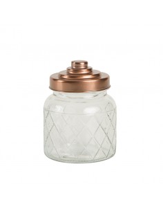 Small Lattice Glass Jar Copper Finsih Lid600ml
