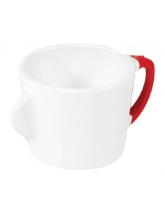 Omni White Cup with Red Handle 130x90x70mm 200ml
