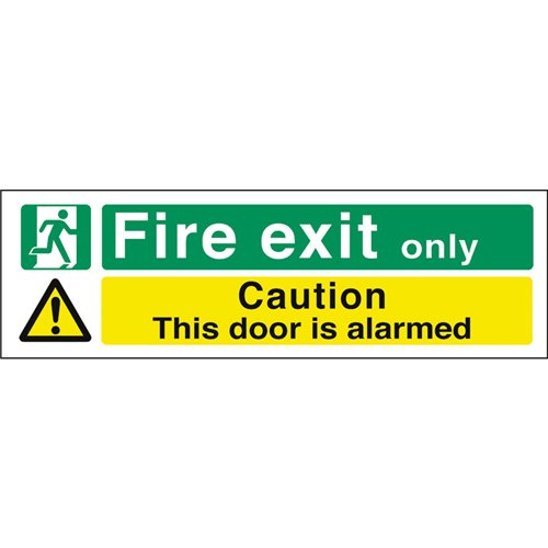 Safety Sign Fire Exit Caution Door Is Alarmed