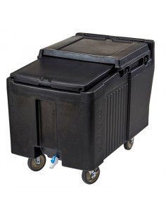 Cambro Insulated Ice Caddy Trolley – 57 kg capacity - sliding lid, drain tap - black 2