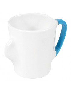 Omni White Mug with Blue Handle 130x90x100mm 300ml