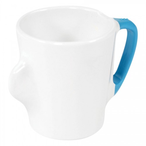 Omni White Mug with Blue Handle 130x90x100mm 300ml