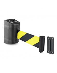Wall Mounted Blk Plastic Retractable Barrier Tape 2m