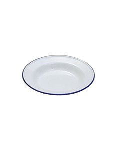 Enamel Soup Plate 9inch White/Blue