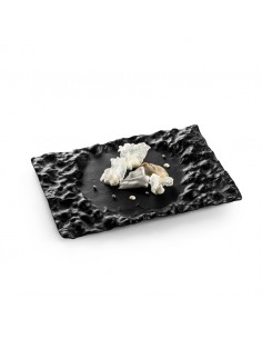 Pordamsa Crater Black Glass Tray 29 x 18cm