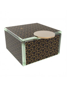Glass Studio Black&Gold Square Box W/Lid 11 x 11 x 6.5cm