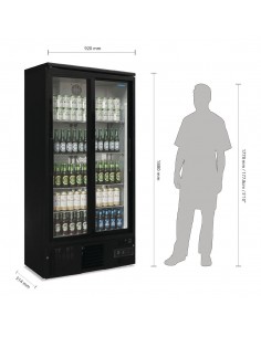 Polar Upright Back Bar Cooler Double Sliding Doors 2