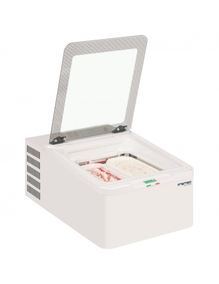 MINI CREAM 2V White White Counter Top Scoop Ice Cream Display