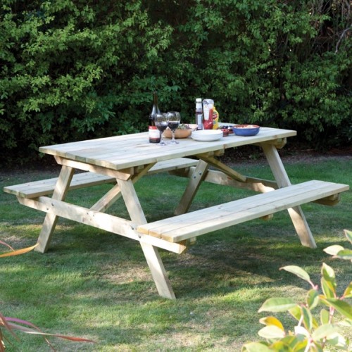 Rowlinson Picnic Table Natural Timber...