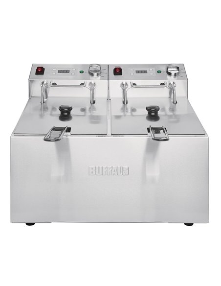 Buffalo Twin Tank Twin Basket 2x5Ltr Countertop Fryer with Timers 2x2.8kW