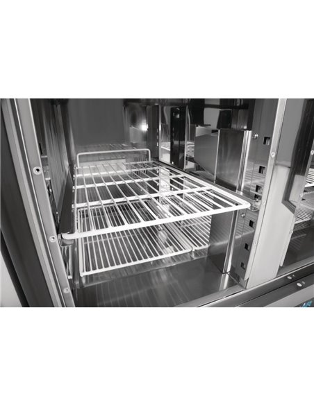 Polar G-Series 3 Door Pizza Prep Counter with Glass Sneeze Guard 436Ltr