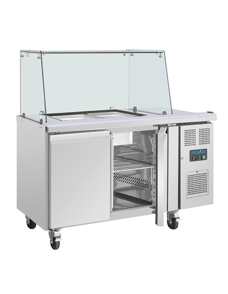 Polar U-Series GN Saladette Counter with Square Sneeze Guard 2 Door