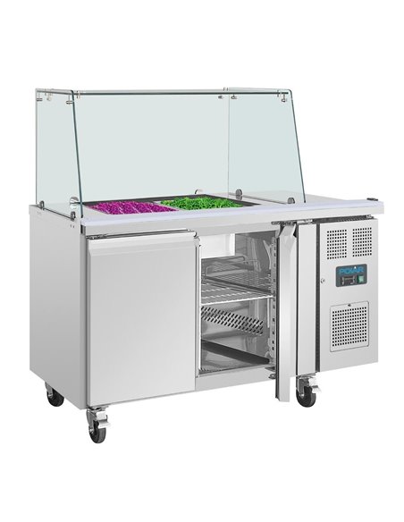Polar U-Series GN Saladette Counter with Square Sneeze Guard 2 Door