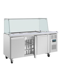 Polar U-Series GN Saladette Counter with Square Sneeze Guard 3 Door 2