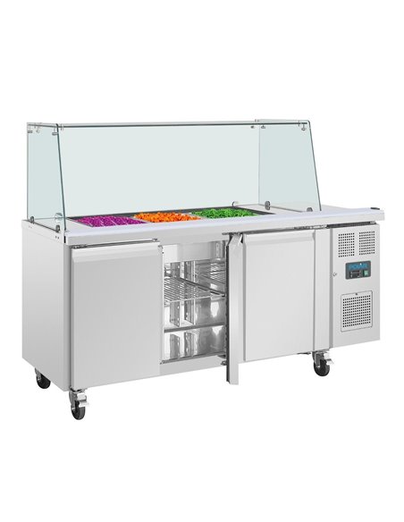 Polar U-Series GN Saladette Counter with Square Sneeze Guard 3 Door