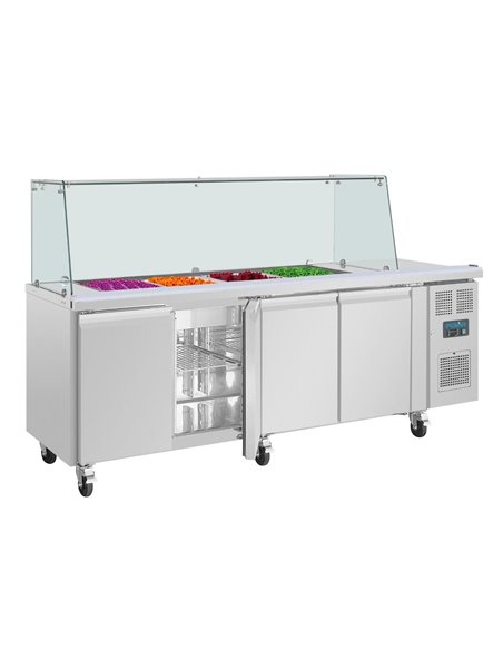 Polar U-Series GN Saladette Counter with Square Sneeze Guard 4 Door