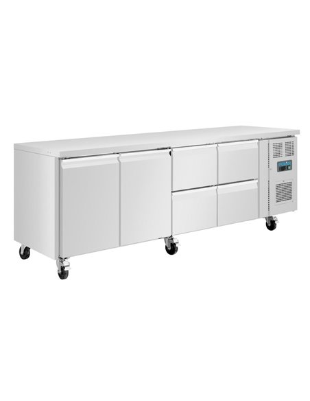 Polar U-Series Double Door and 4 Drawer Counter Fridge 476Ltr