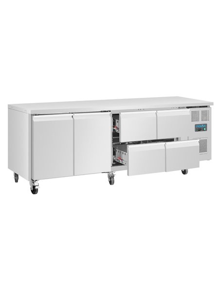 Polar U-Series Double Door and 4 Drawer Counter Fridge 476Ltr