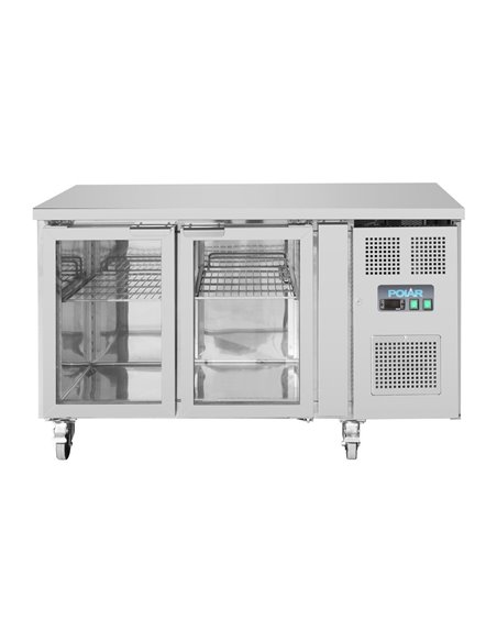 Polar U-Series 2 Door Counter Fridge with Glass Doors