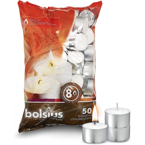 Bolsius 8 Hour Tealights Pack of 50 Burning Tealights