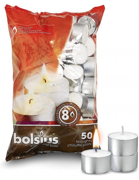 Bolsius 8 Hour Tealights Pack of 50 Burning Tealights