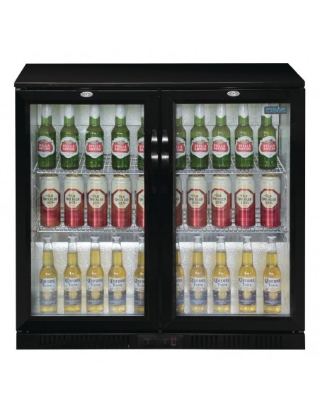 Polar GL012 Double Hinged Door Back Bar Cooler Black with LED Lighting Polar GL012 Double Hinged Door Back Bar Cooler Black with LED Lighting