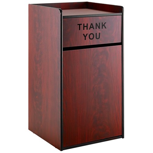 Commercial Rubbish Bin Cabinet & Tray Shelf 'Thank You' Mahogany | DA-GSLJ006M