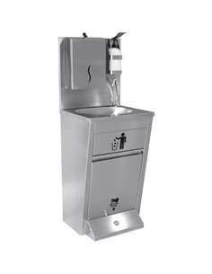 Handwash Station with Waste basket & Napkin dispenser & Soap dispenser holder Foot operated Stainless steel Height 1350mm | DA-A