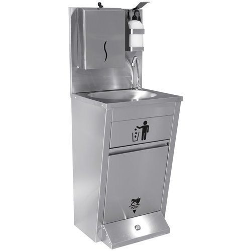 Handwash Station with Waste basket & Napkin dispenser & Soap dispenser holder Foot operated Stainless steel Height 1350mm | DA-A