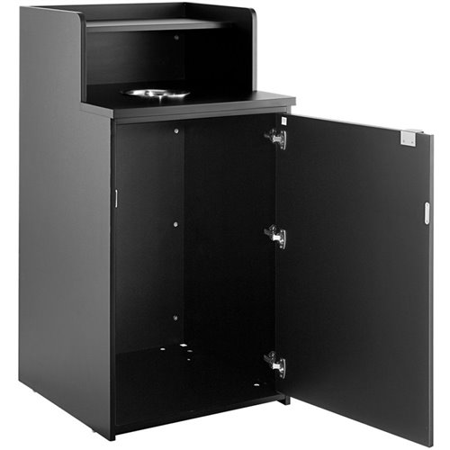 Waste Bin Enclosure Cabinet with Drop hole and Tray shelf 625x605x1210mm Black | DA-GSLJ0003