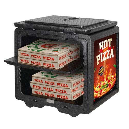 Front Loaded Pizza Box Transporter with label area | DA-EPPMBP