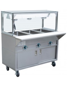 Mobile Bainmarie with Cupboard & Heated overshelf 3xGN1/1 | DA-EST3SWCBSD-FTGSG1948
