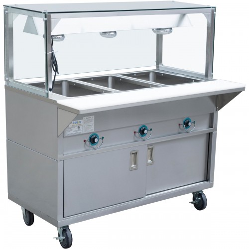 Mobile Bainmarie with Cupboard & Heated overshelf 3xGN1/1 | DA-EST3SWCBSD-FTGSG1948