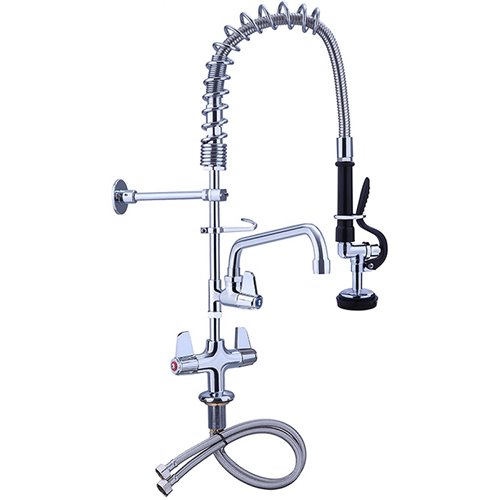 Pre Rinse Spray Unit with Swing faucet Deck mount Double inlet Height 600mm Stainless steel | DA-EQ7801A08