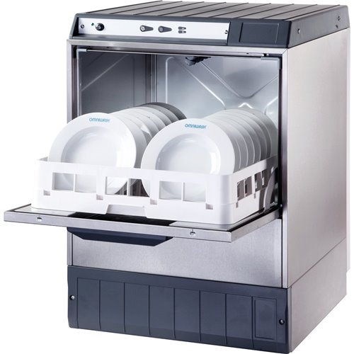 Commercial Dishwasher 540 plates/hour 500mm basket Gravity drain Detergent pump 13A | Omniwash 5000STDD