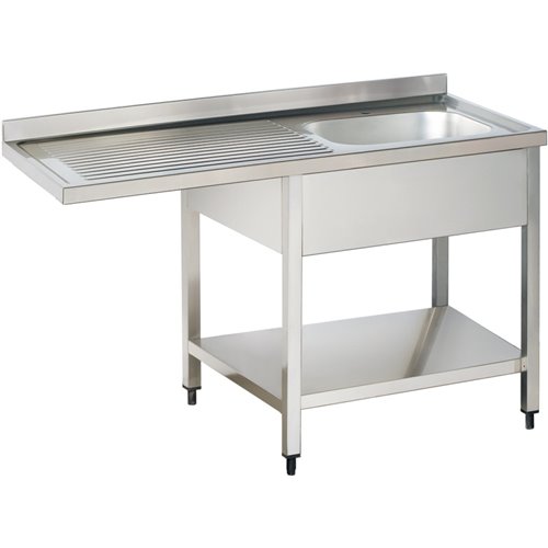 Commercial Sink for dishwashers 1 bowl Right Bottom shelf Splashback 1200mm Depth 600mm | DA-THSTR126SBR1