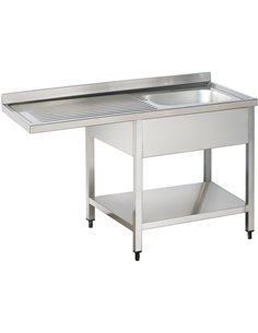Commercial Sink for dishwashers 1 bowl Right Bottom shelf Splashback 1200mm Depth 600mm | DA-VSH126RBS