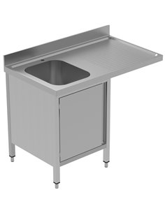 Commercial Sink for dishwashers with Cupboard 1 bowl Left Splashback 1200mm Depth 700mm | DA-VSCH127LBS